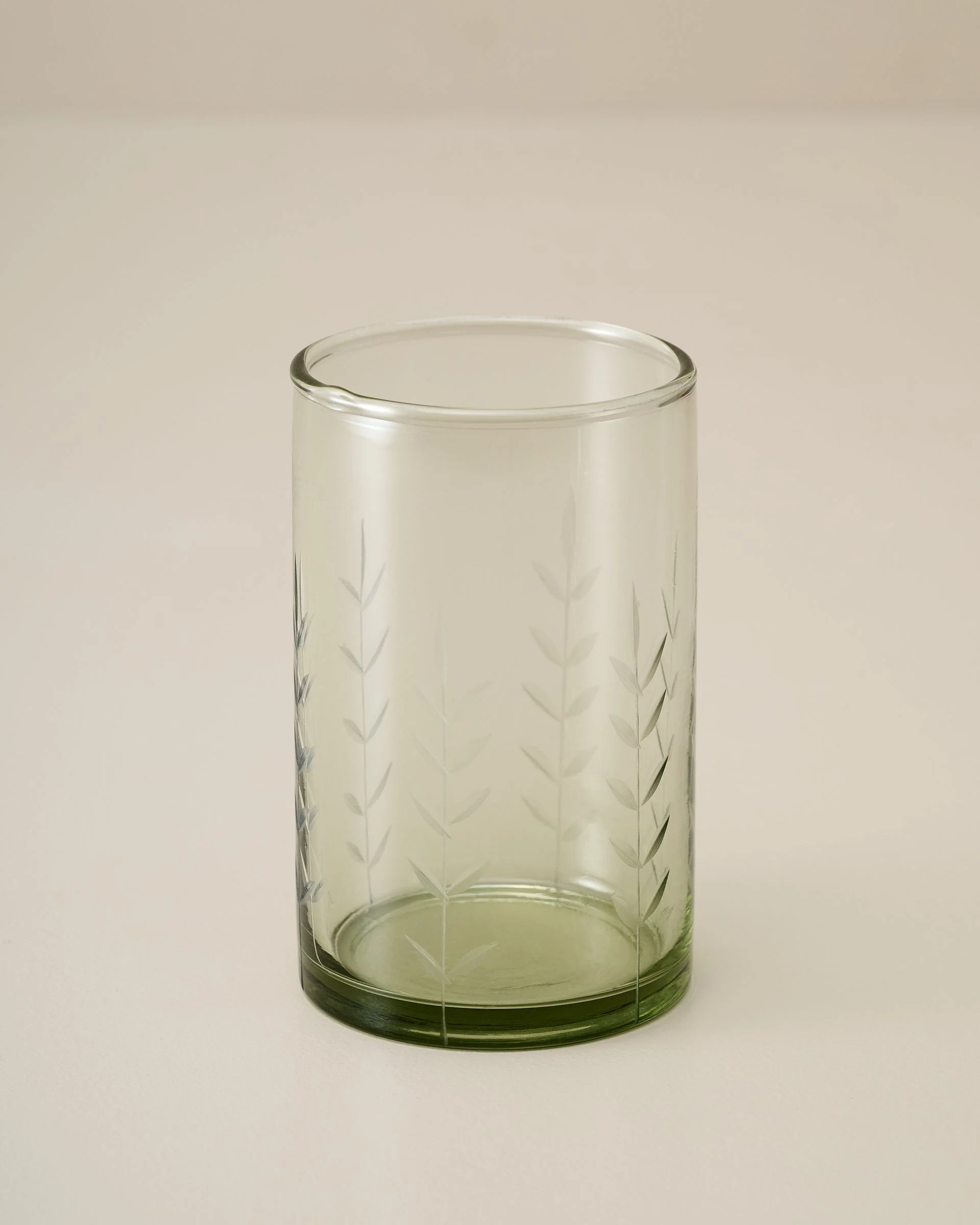 Recycled Etched Glass Tumbler, Green - Image 5