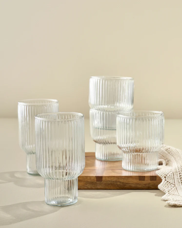Atlas Ribbed Stacking Glass Tumbler