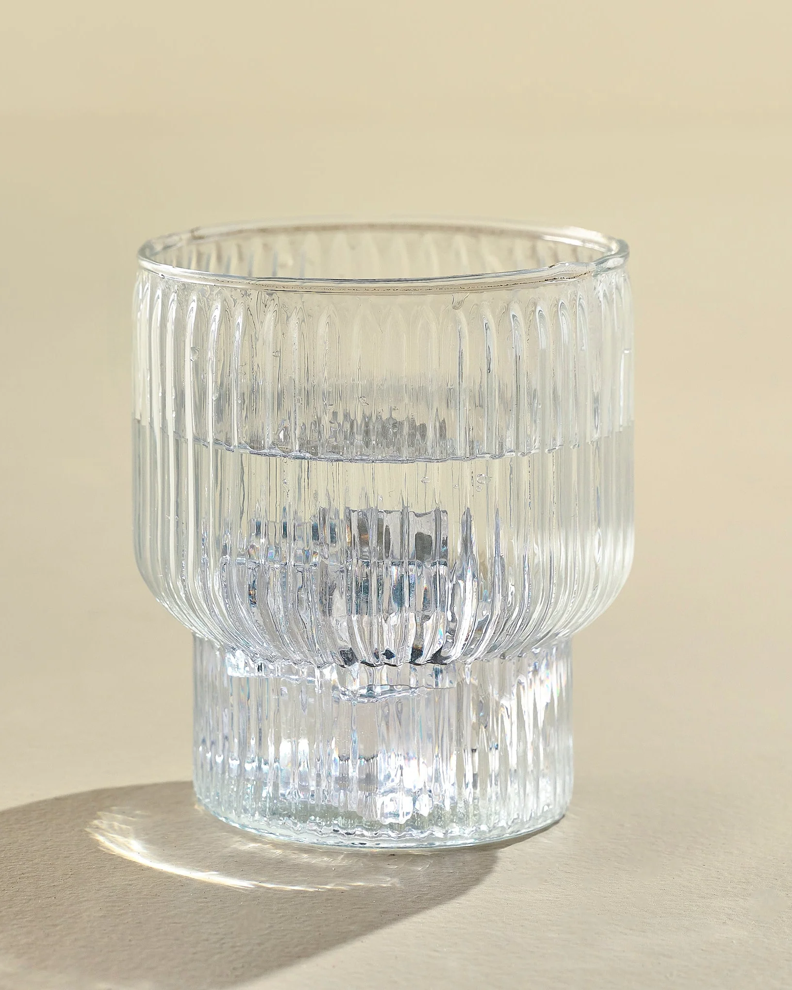 Atlas Ribbed Stacking Glass Tumbler - Image 2