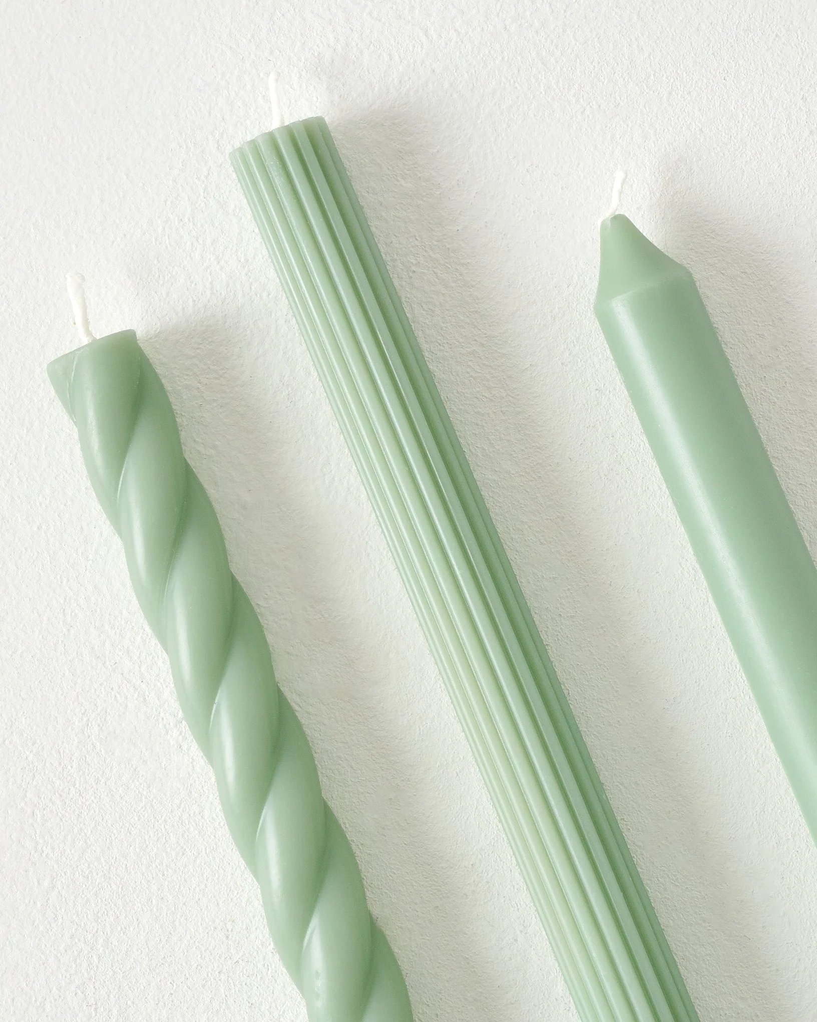 Assorted Sage Green Taper Candle Set - Image 3