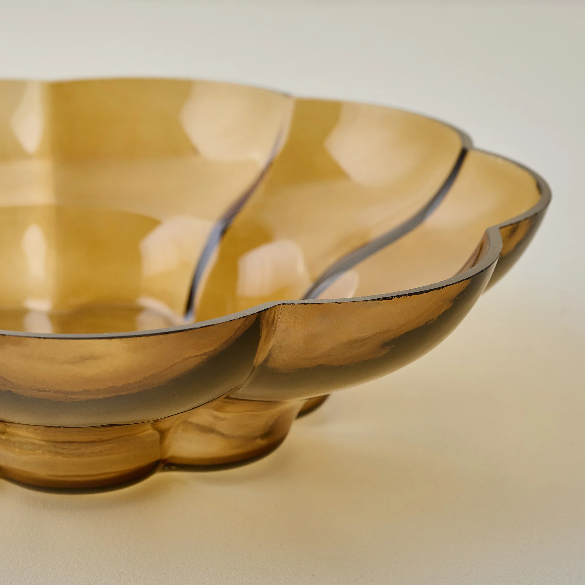 Scalloped Amber Glass Bowl - Image 3