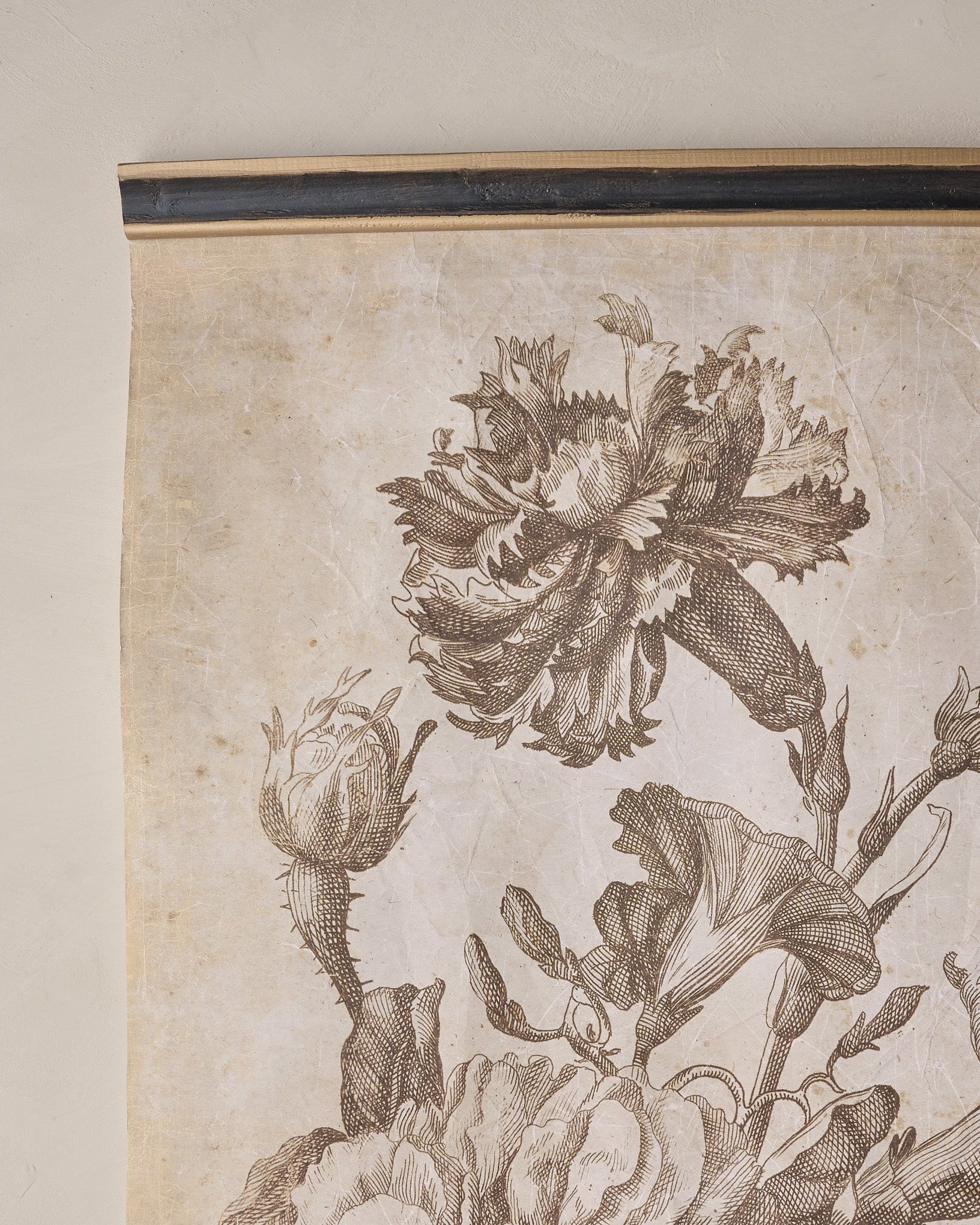 Set of II Vintage Floral Sketch Tapestry - Image 3