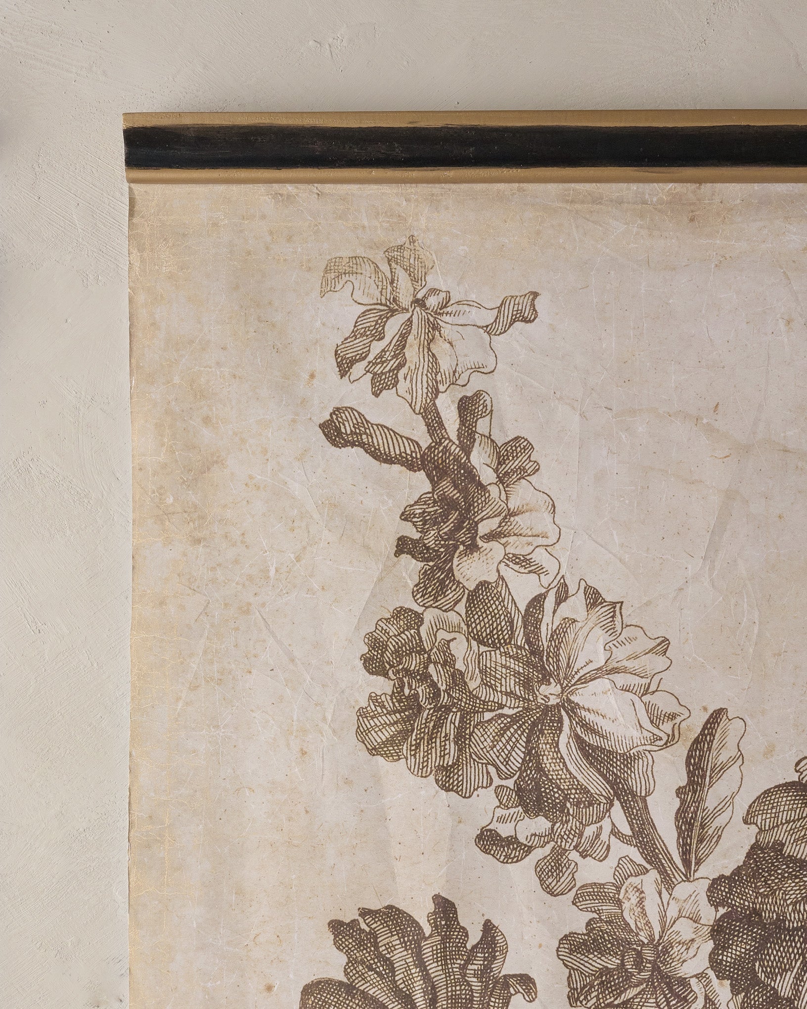Set of II Vintage Floral Sketch Tapestry - Image 4