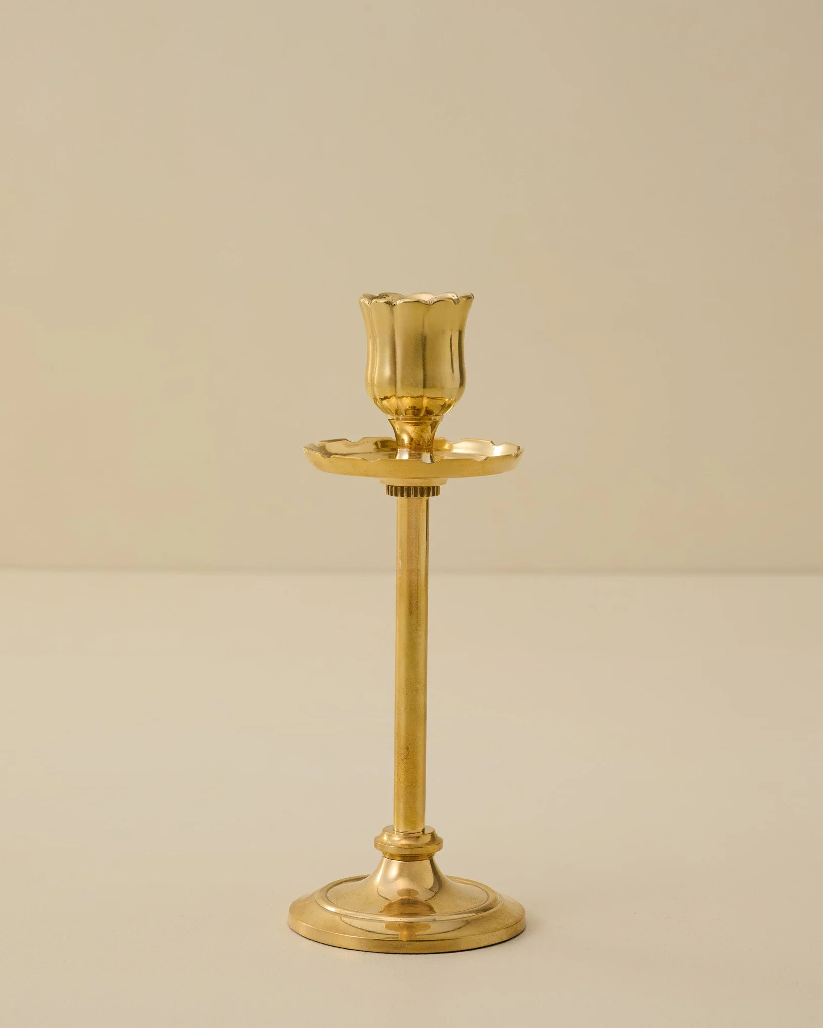 Solid Brass Floral Taper Holder - Image 2