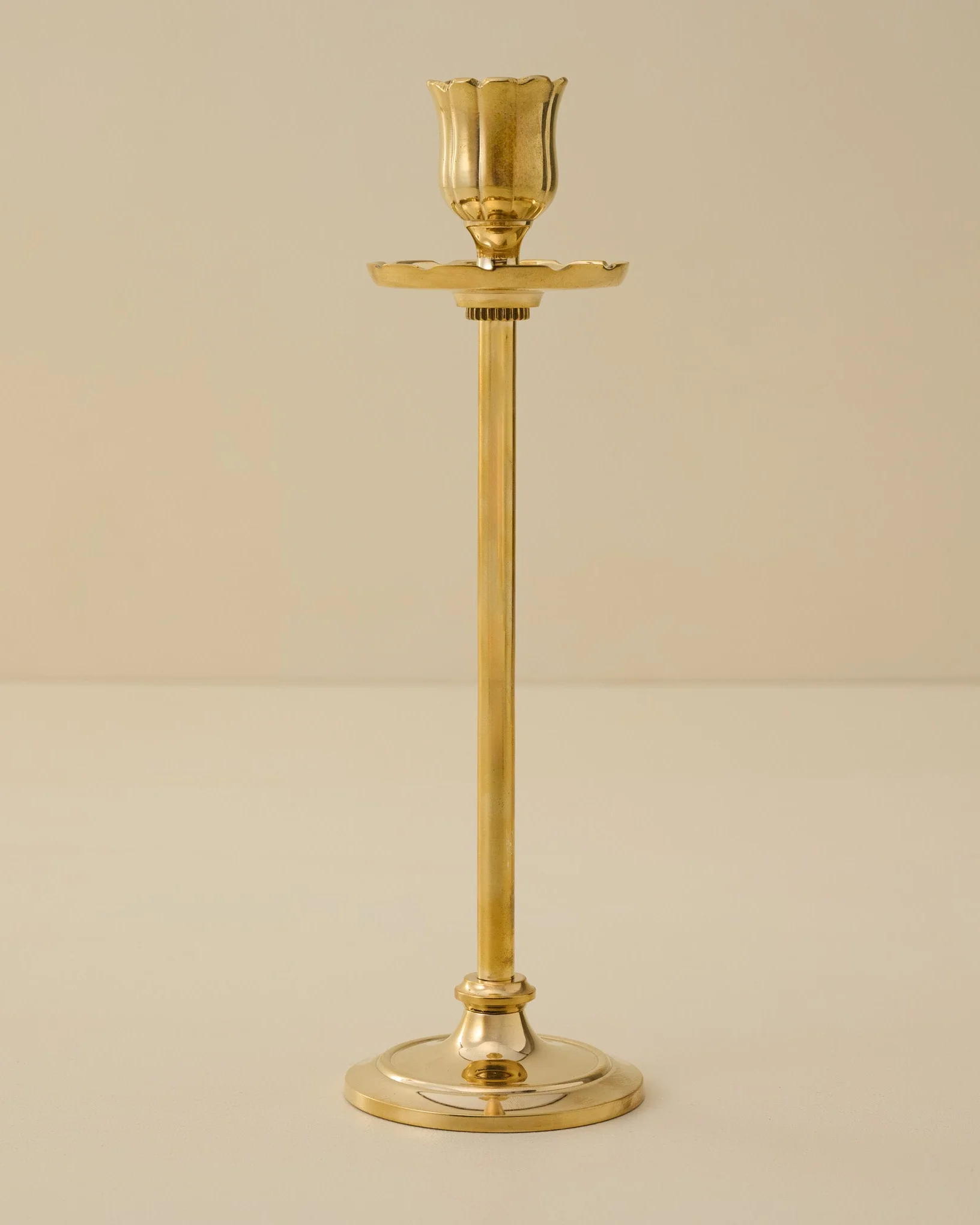 Solid Brass Floral Taper Holder - Image 3