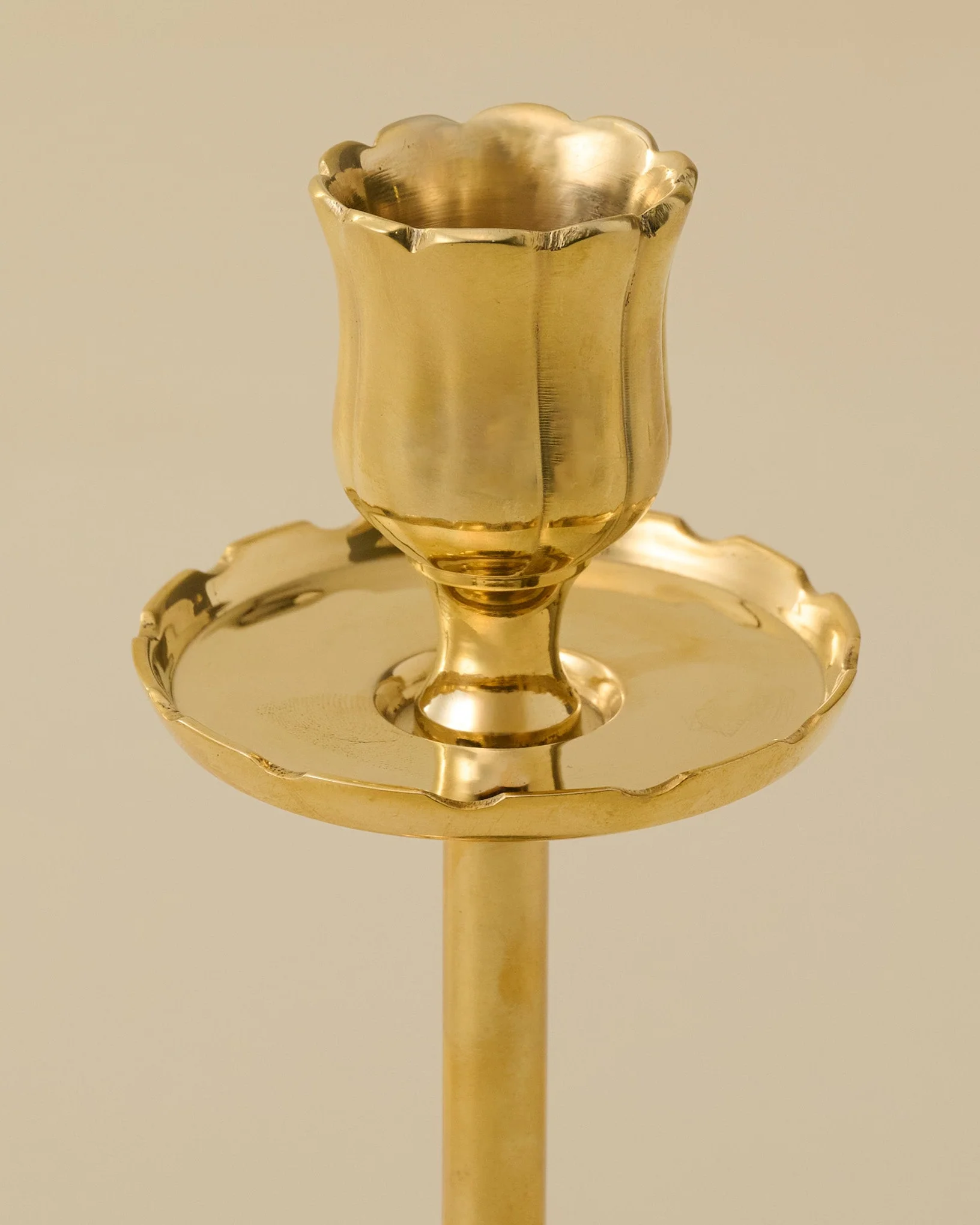 Solid Brass Floral Taper Holder - Image 4