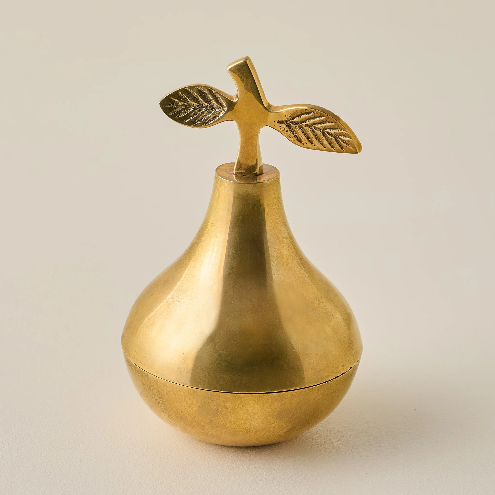 Solid Brass Pear Trinket Box