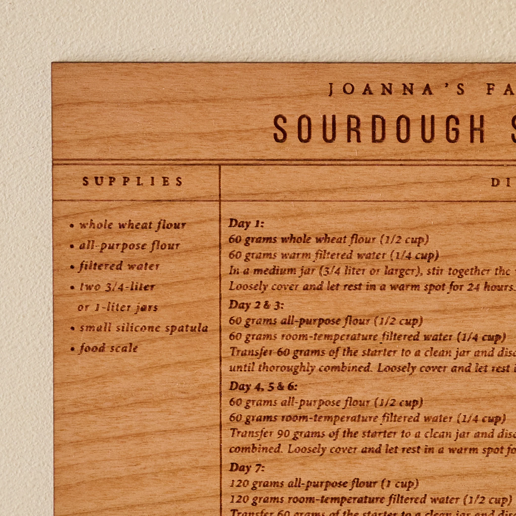 Sourdough Starter Wooden Recipe Card - Image 2