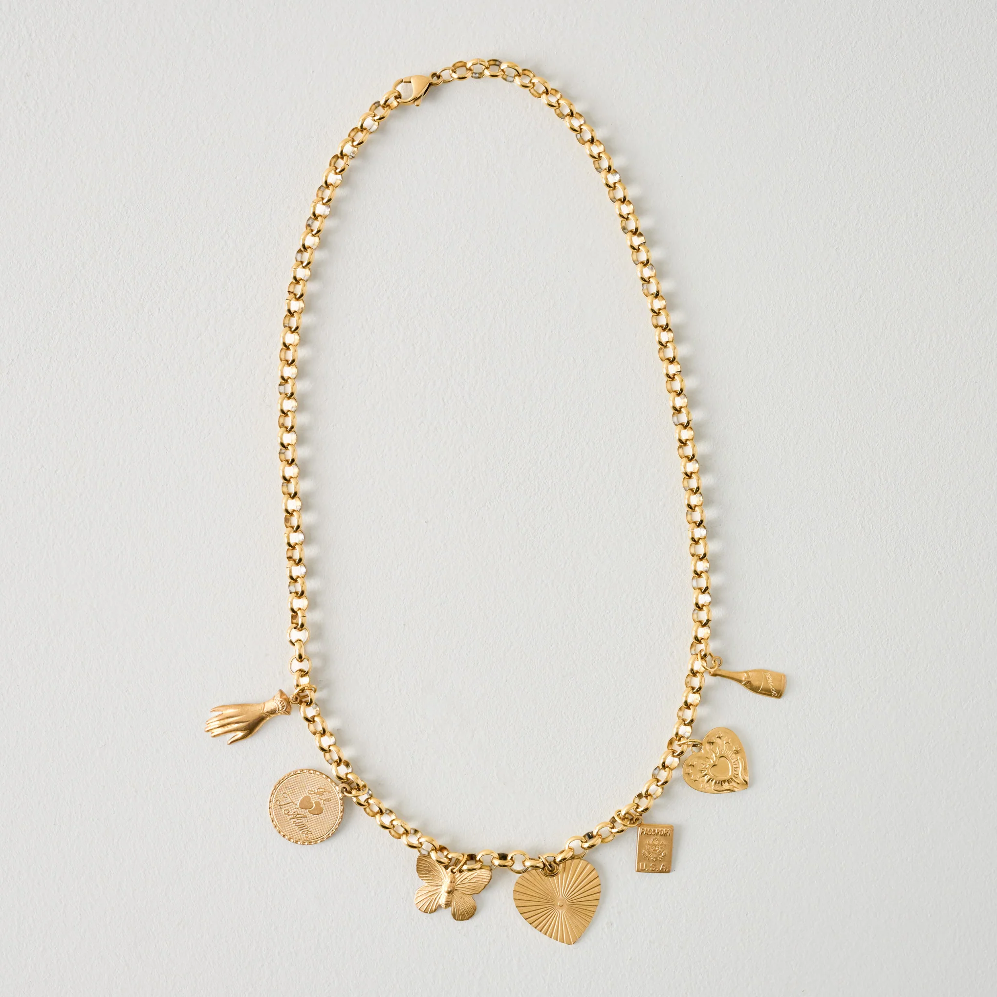 Stationary Brass Charm Necklace