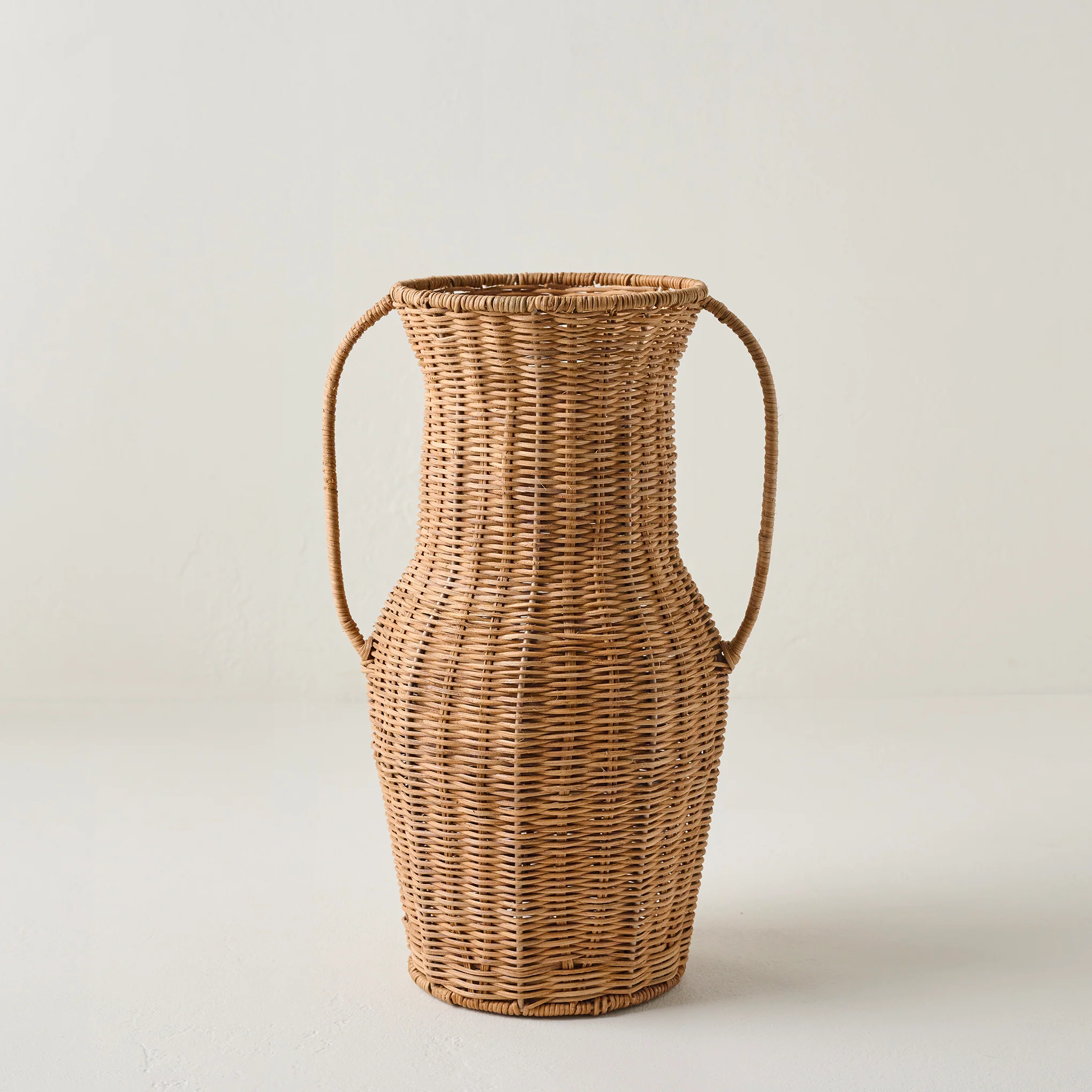 Tall Rattan Vase with Handles