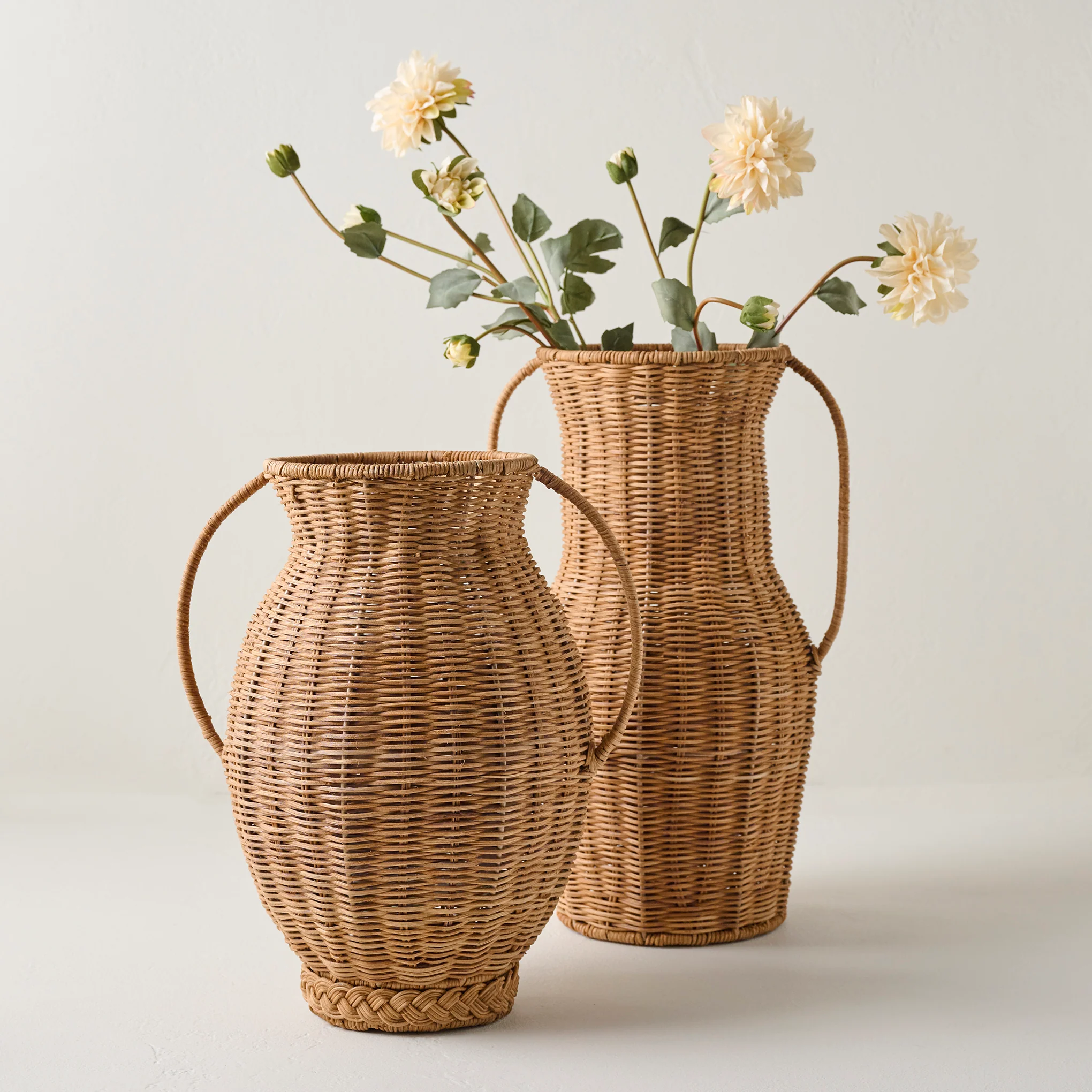 Tall Rattan Vase with Handles - Image 2