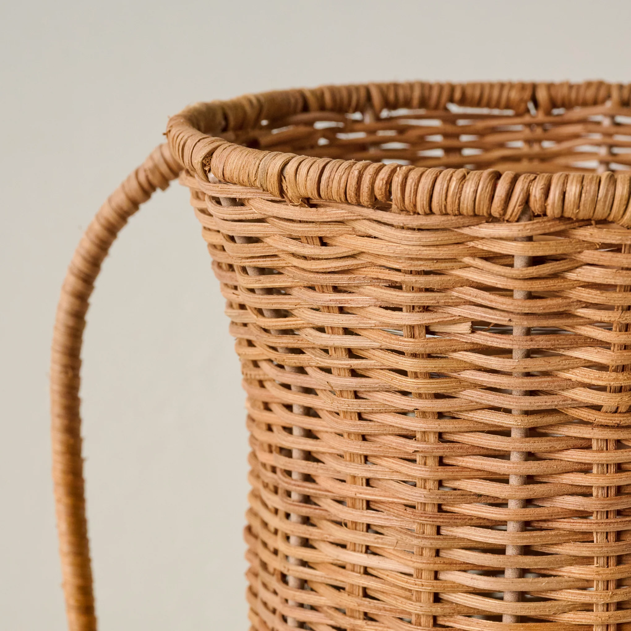 Tall Rattan Vase with Handles - Image 3