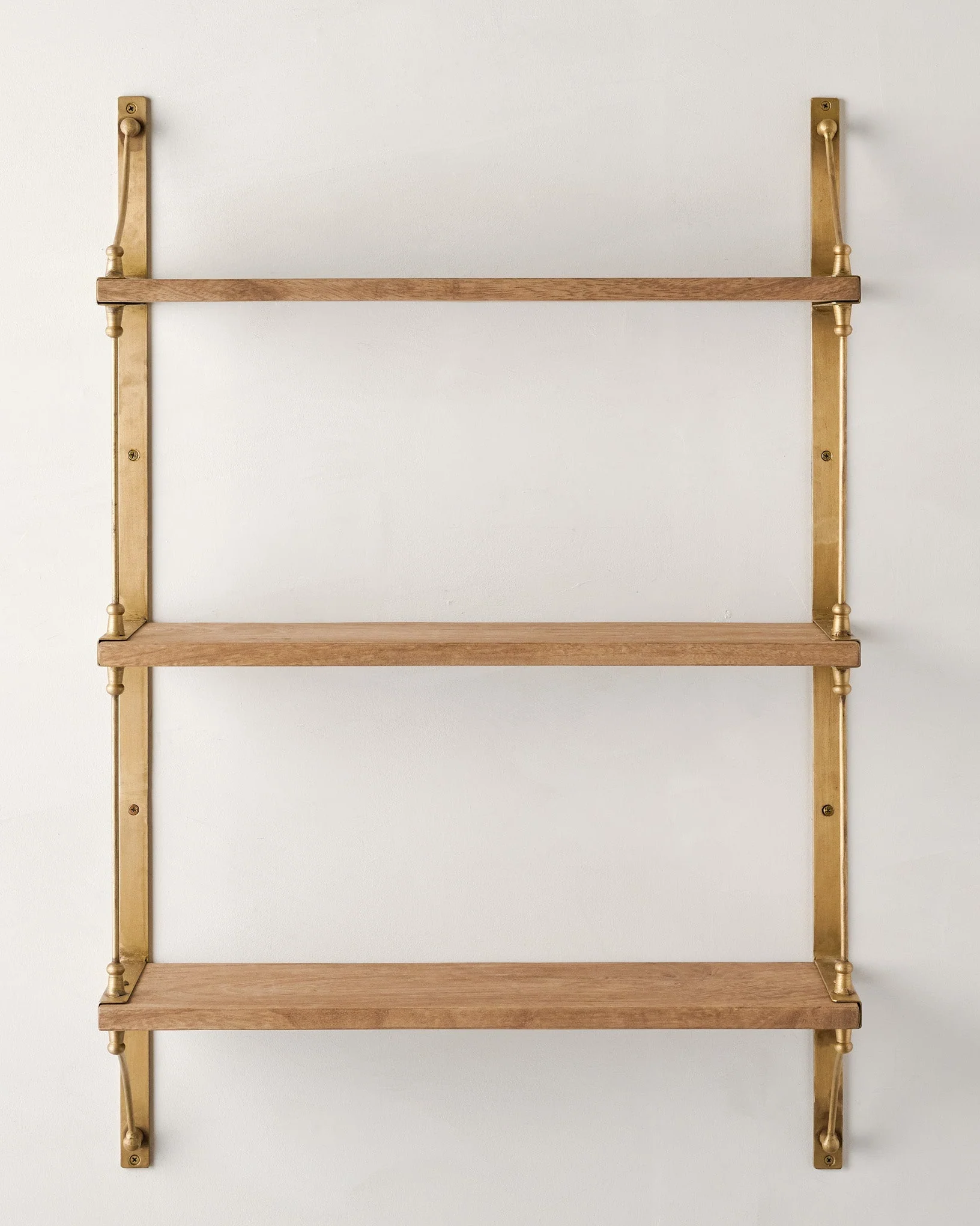 Triple Parker Brass and Wood Shelf - Image 2