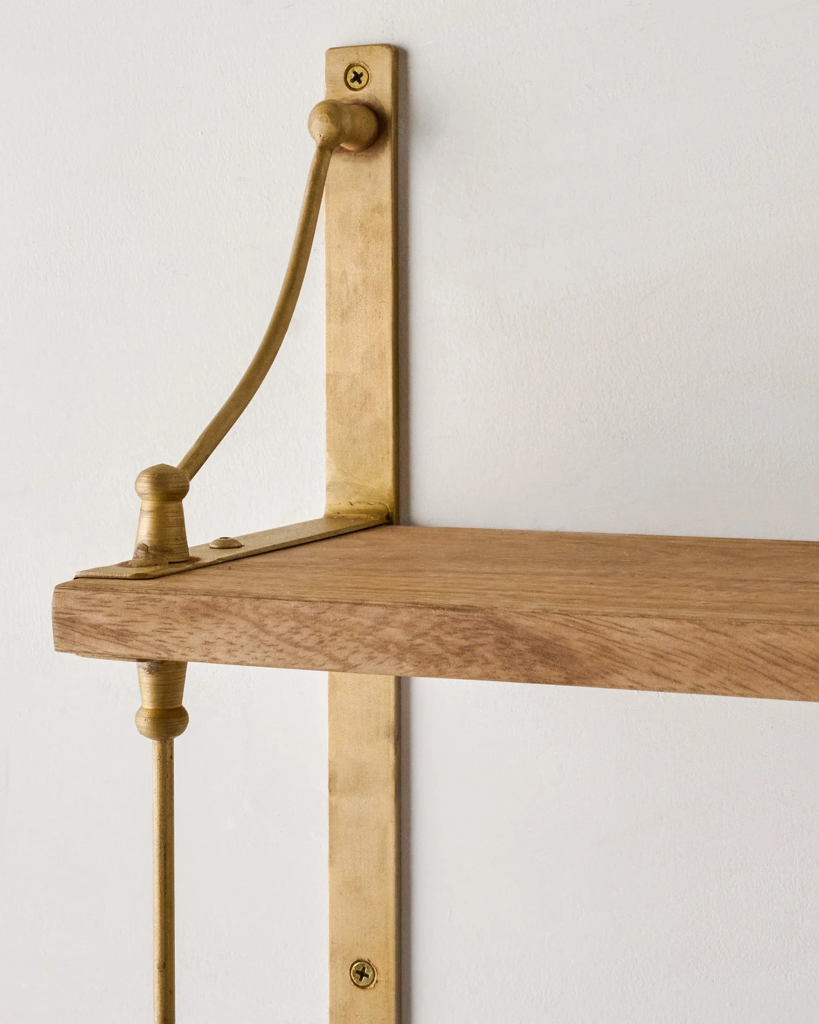 Triple Parker Brass and Wood Shelf - Image 3