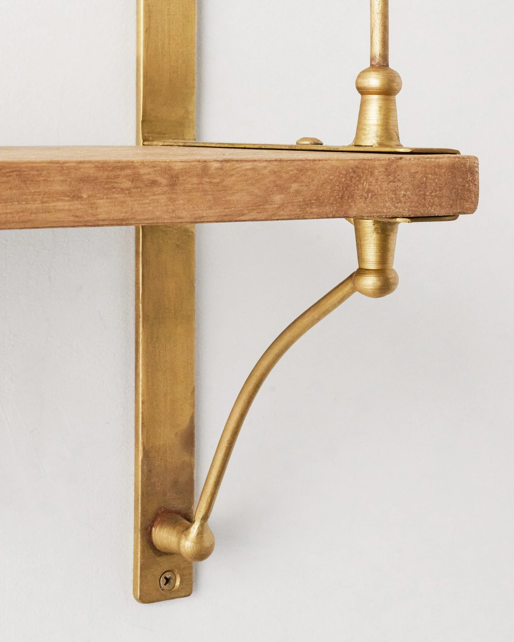 Triple Parker Brass and Wood Shelf - Image 4