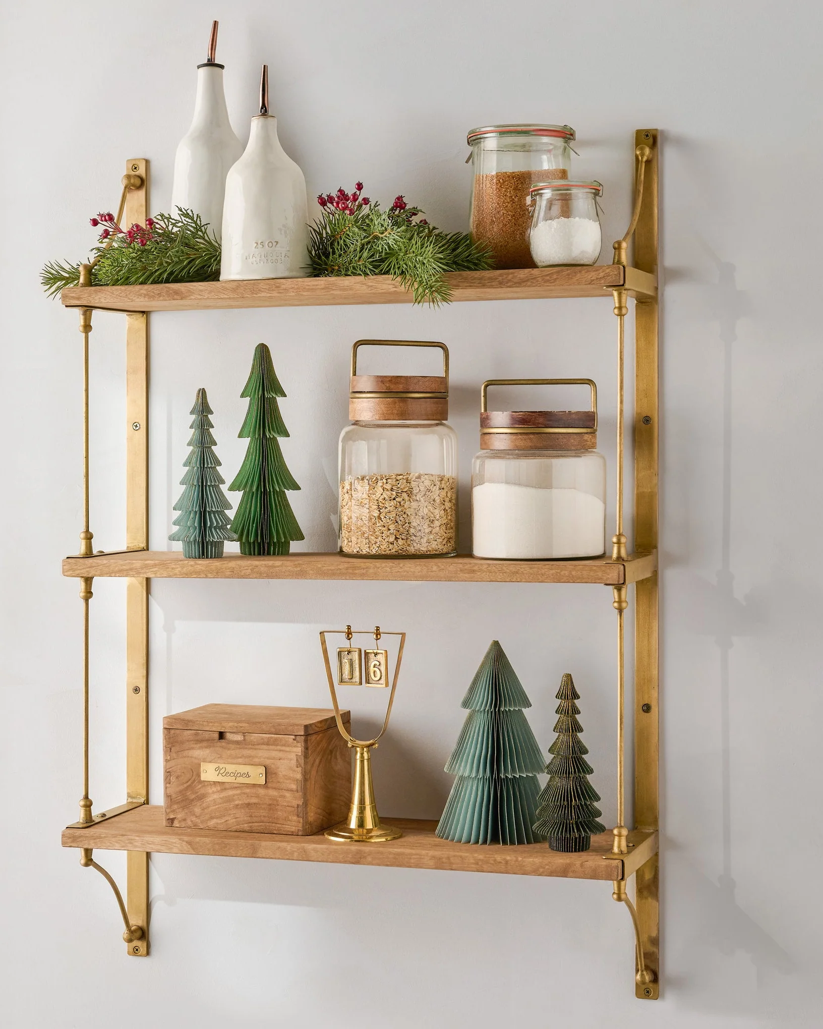 Triple Parker Brass and Wood Shelf - Image 5