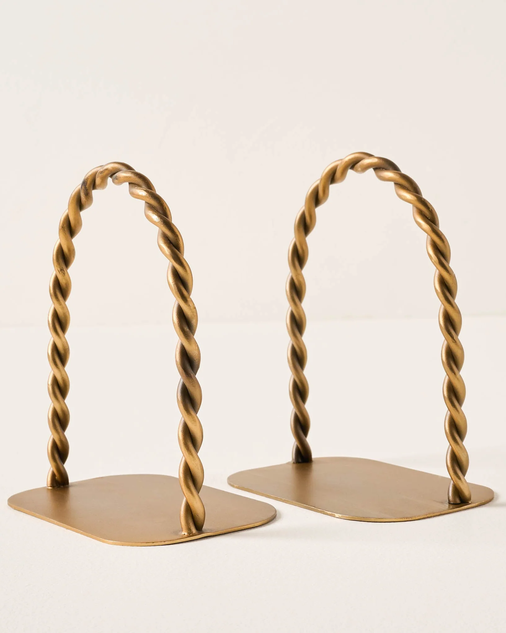 Twisted Vintage-Inspired Brass Bookends - Image 2