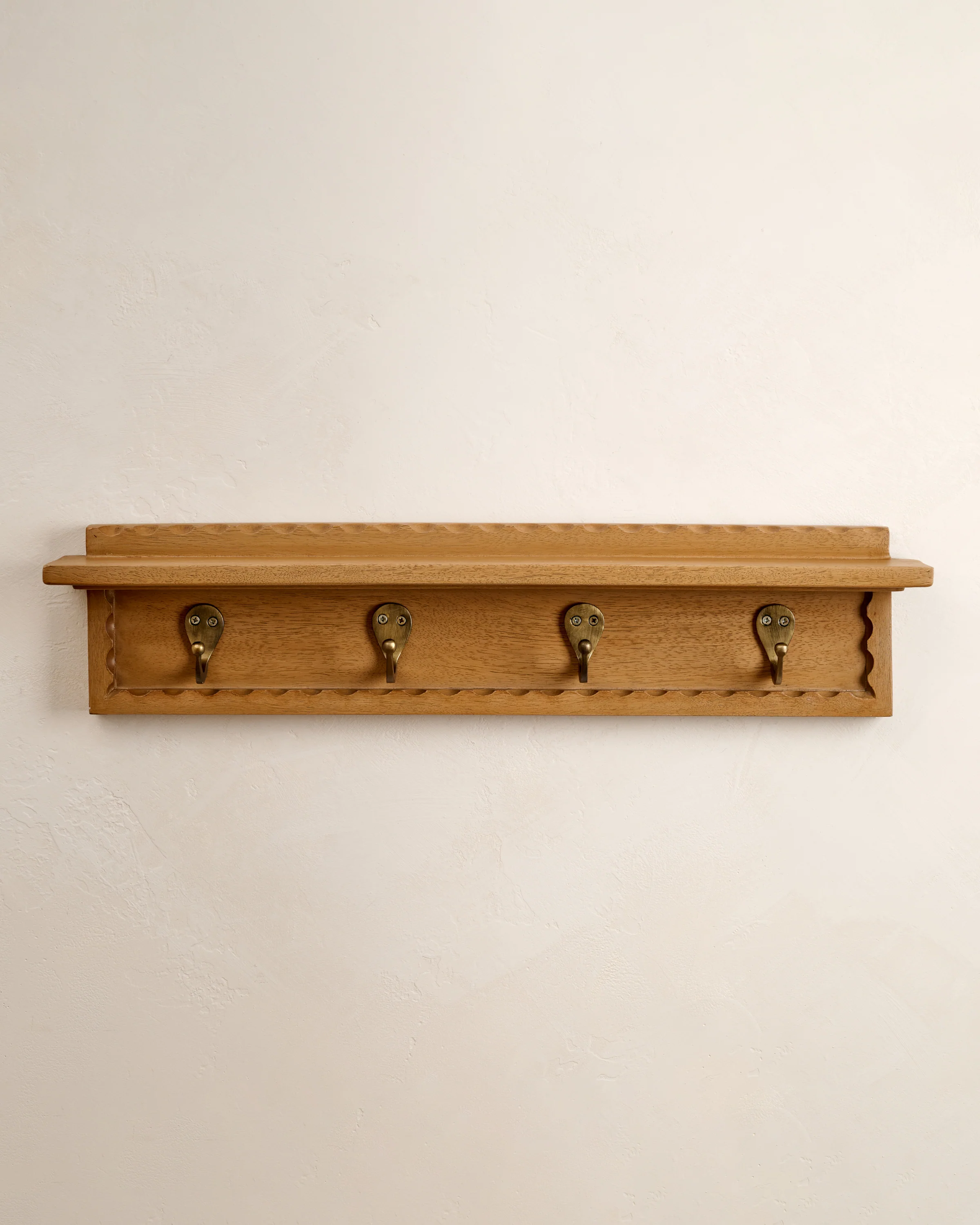 Wade Wood Wall Shelf with Hooks - Image 2