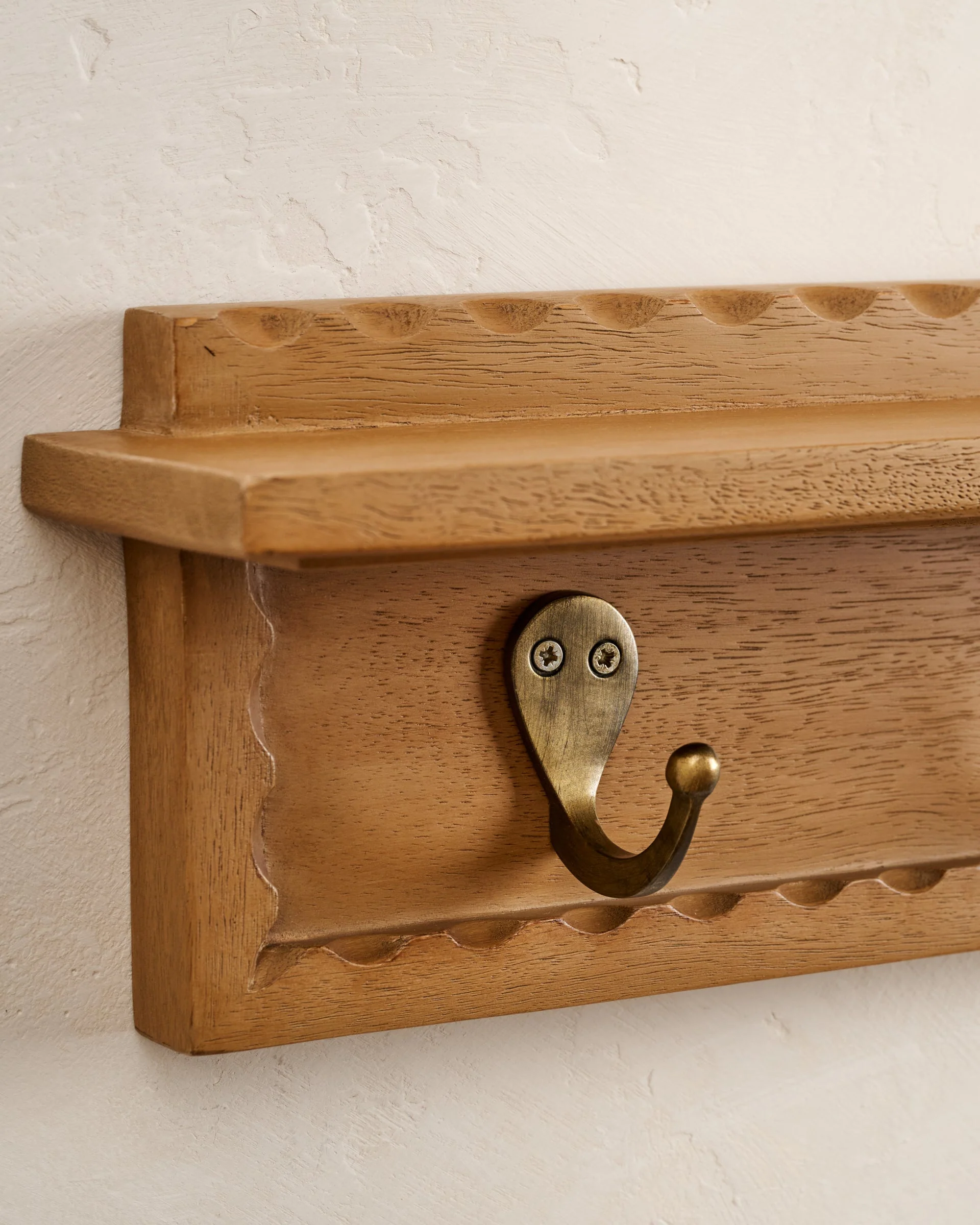 Wade Wood Wall Shelf with Hooks - Image 3