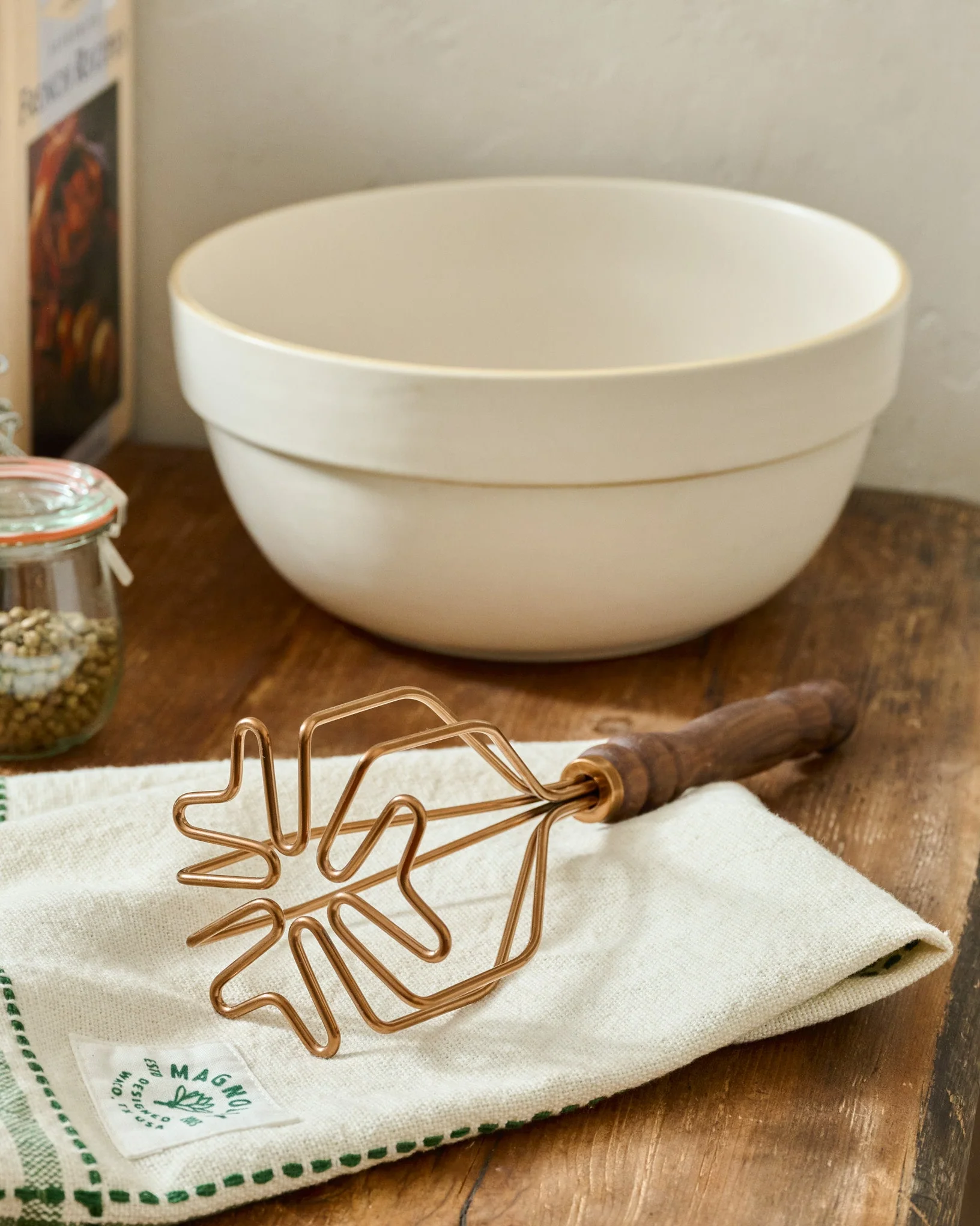 Walnut Handle Copper Potato Masher - Image 2