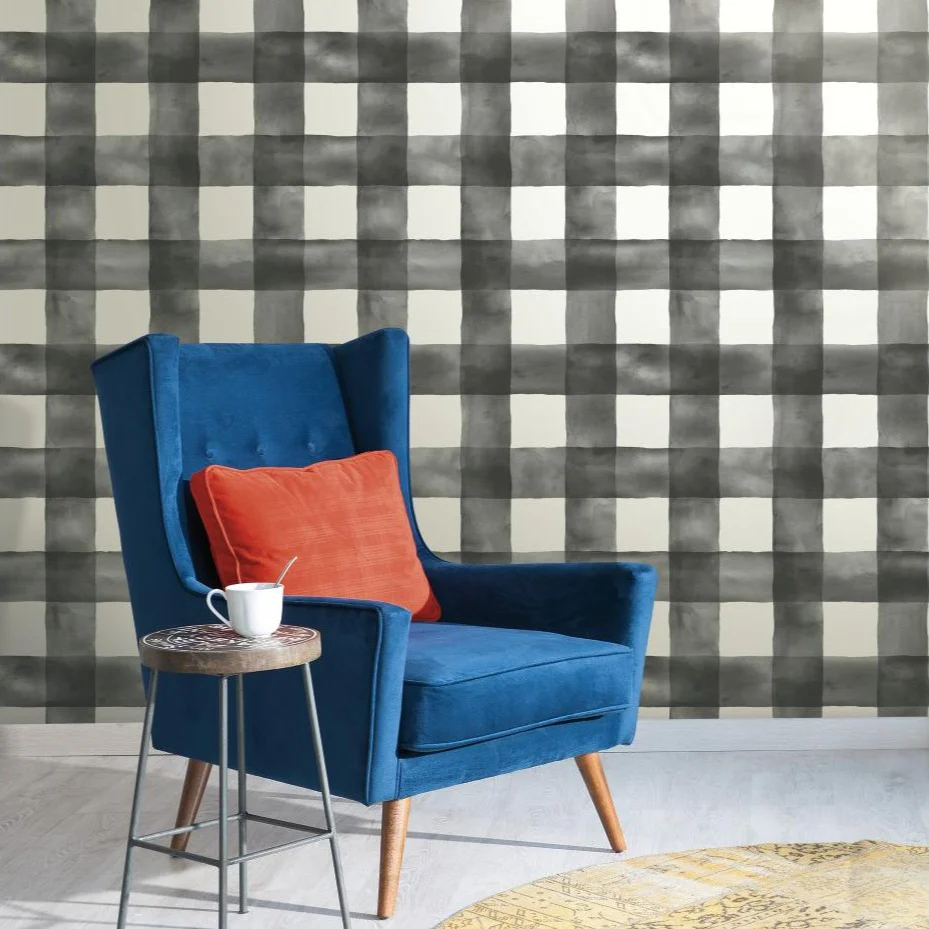 Watercolor Check Wallpaper - Image 3