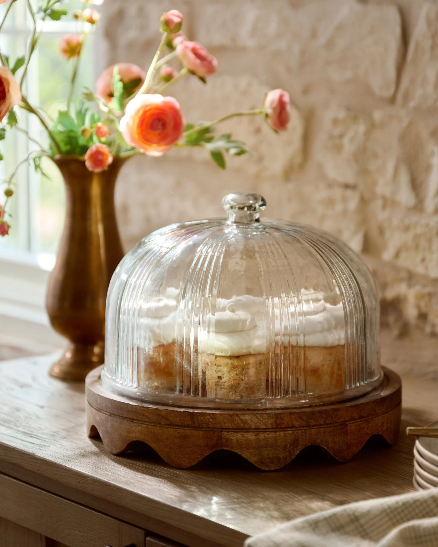 Wavy Edge Cake Stand + Fluted Dome - Image 3