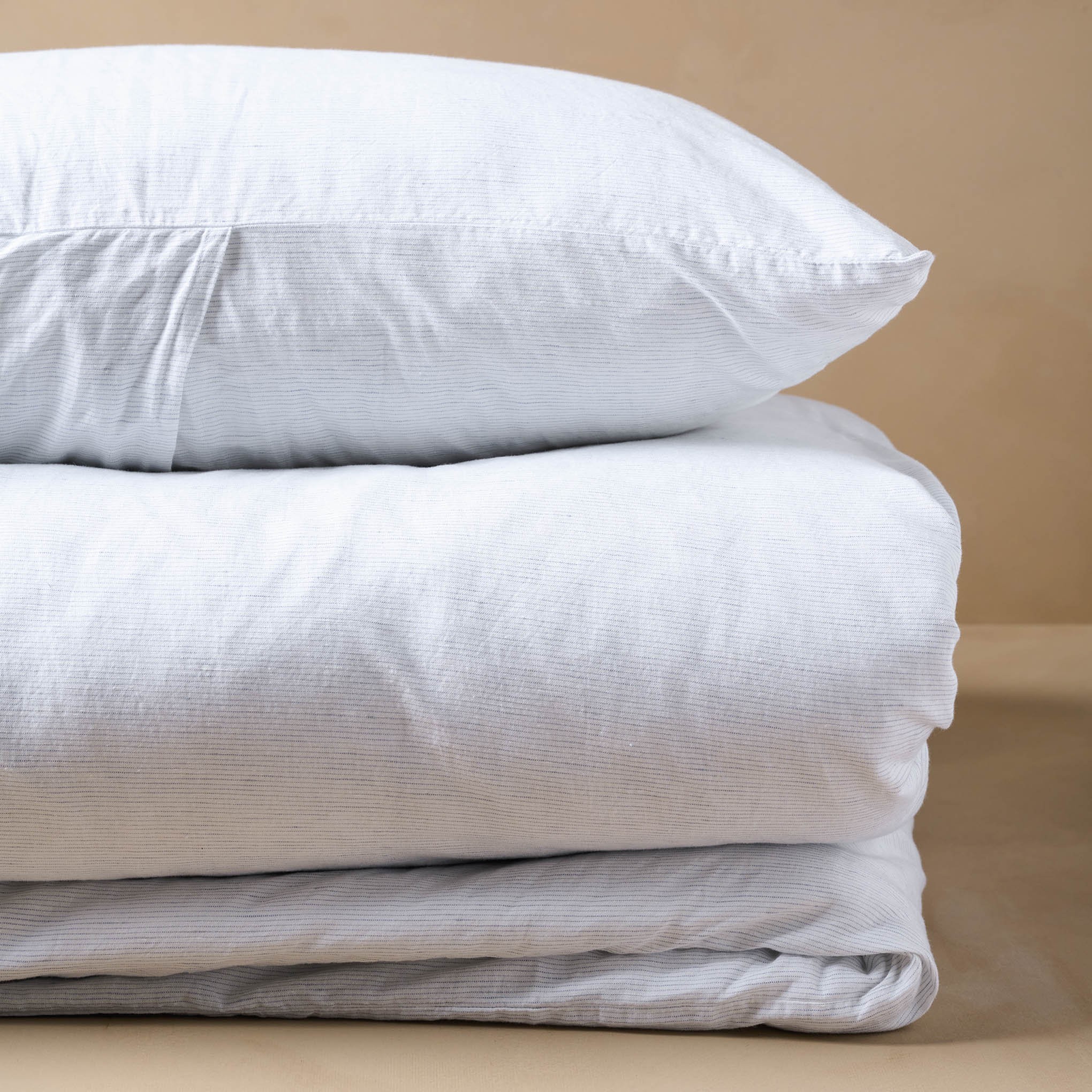 White Stripe Linen Cotton Duvet Cover - Image 3