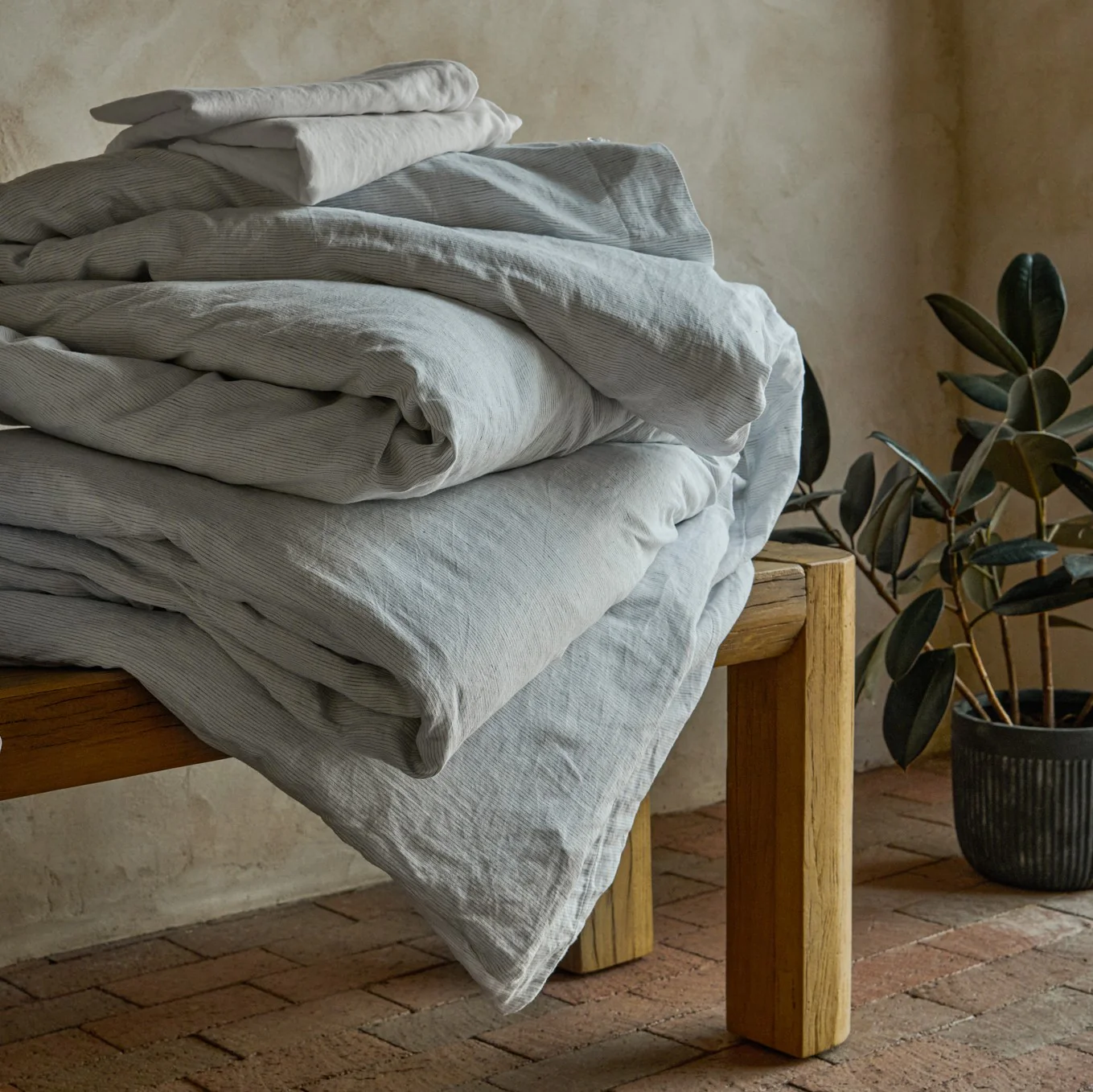 White Stripe Linen Cotton Duvet Cover - Image 5